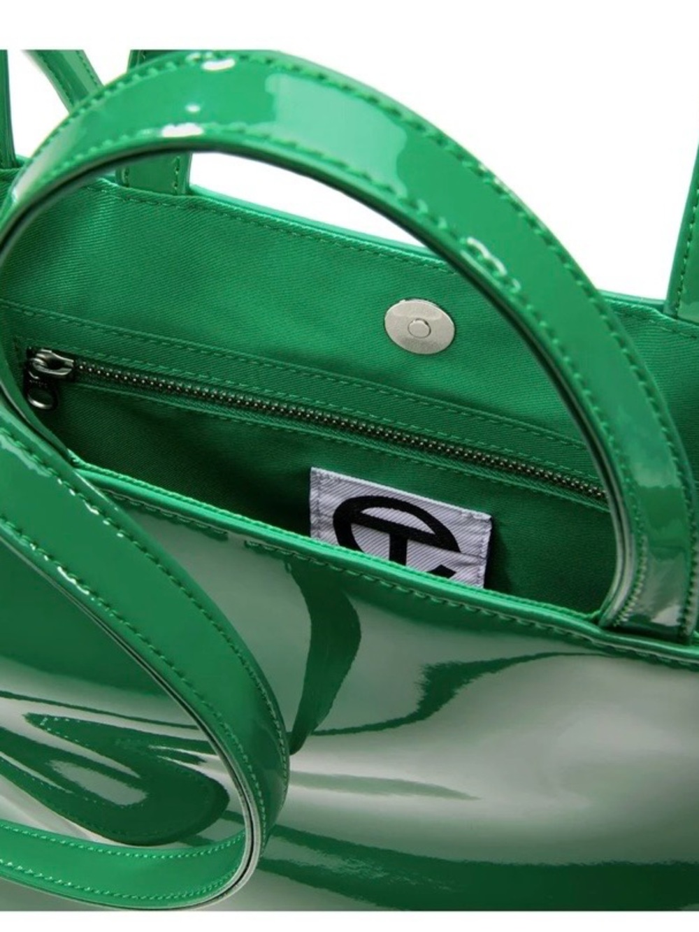 Telfar Green Medium Patent Tote Bag with Embossed Logo w/dust bag - Picture 4 of 10